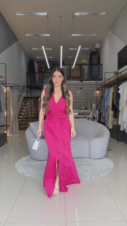 Vestido Longo detalhe Drapeado