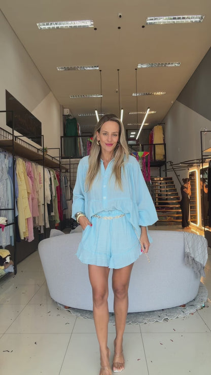 Conjunto Camisa e Shorts com Caimento Soltinho