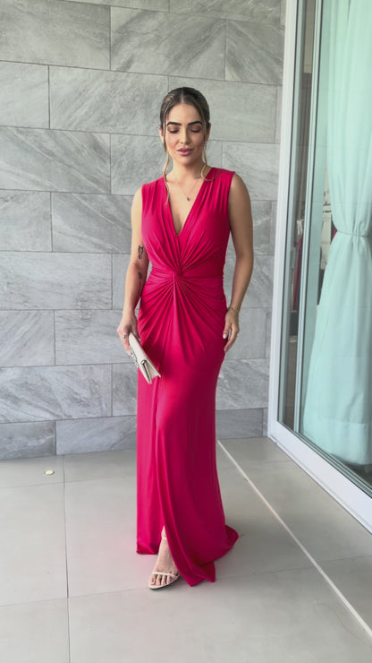 Vestido Longo detalhe Drapeado